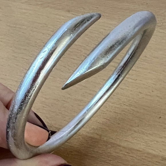 VINTAGE MODERNIST DESIGN THICK DONUT ROUND SLEEK BANGLE CUFF BRACELET - Picture 1 of 16